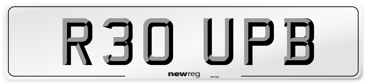 R30 UPB Number Plate from New Reg